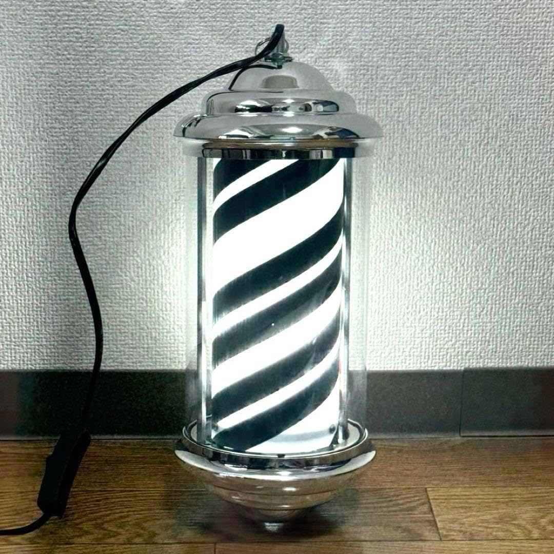 新品 特注 ブラック＆ホワイト 黒白 ミニサインポール 屋内用 理容室 バーバー 特注 ブラック＆ホワイト 黒白 ミニサインポール 屋内用 理容室